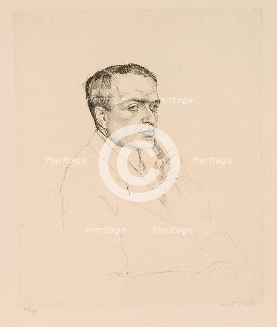 Portrait of the violinist Bronislaw Huberman (1882-1947), 1919. Creator: Orlik, Emil (1870-1932).
