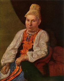 Portrait of the Wife of Obraztsov, the Merchant from Rshev 1830s?, (1965). Creator: Aleksey Venetsianov