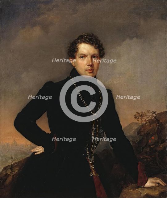Portrait of the Writer Alexander Muravyov (1806-1874), 1838. Creator: Pyotr Zakharov.