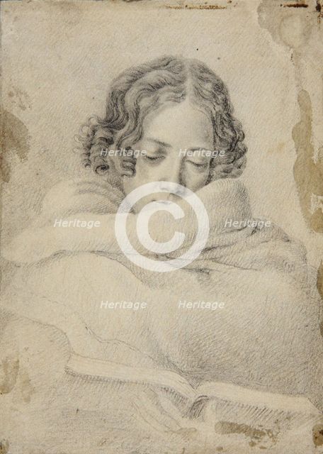 Portrait of the writer Bettine von Arnim (1785-1859), née Brentano, ca 1809. Creator: Grimm, Ludwig Emil (1790-1863).
