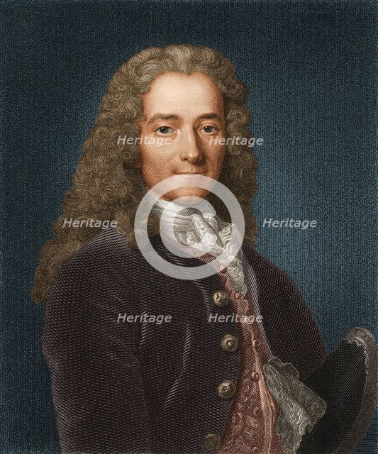 Portrait of the writer, essayist and philosopher Francois Marie Arouet de Voltaire (1694-1778), 1730s. Artist: Anonymous  