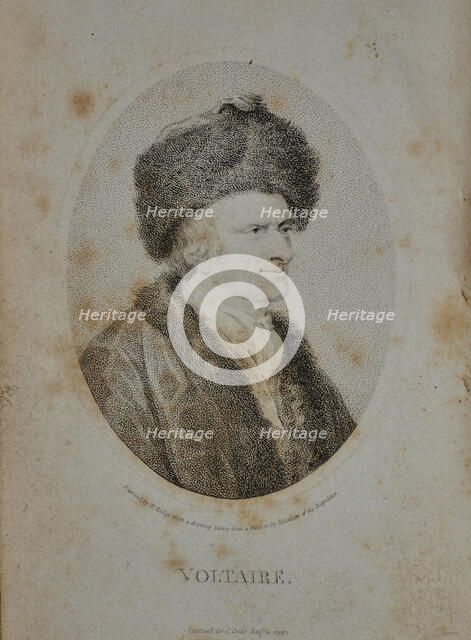 Portrait of the writer, essayist and philosopher Francois Marie Arouet de Voltaire (1694-1778), 1798. Artist: Anonymous  