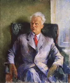 Portrait of the writer, producer and director of films Olexandr Dovzhenko (1894-1956), 1947. Artist: Williams, Pyotr Vladimirovich (1902-1947)
