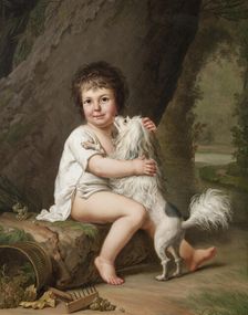 Portrait of the young Henri Bertholet-Campan (1784-1821) with the dog Aline, 1786. Creator: Adolf Ulric Wertmüller
