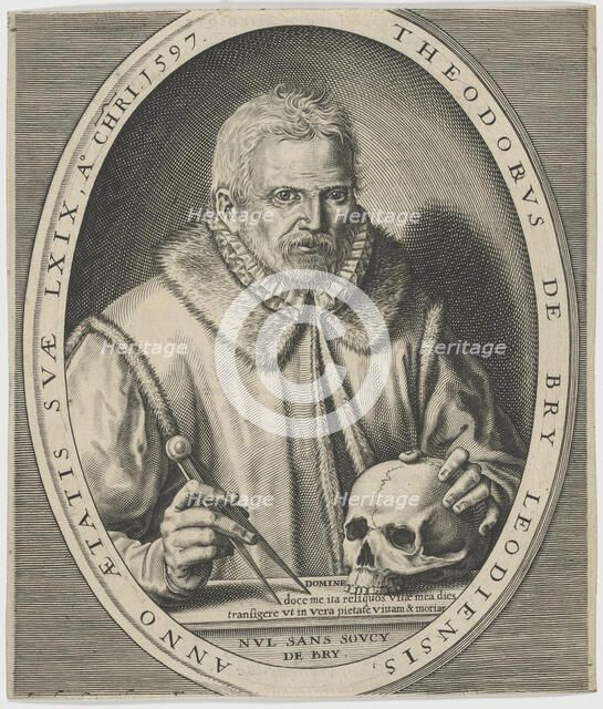Portrait of Theodor de Bry (1528-1598), ca. 1597. Creator: Bry, Johann Theodor de (1561-1623).