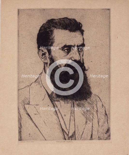Portrait of Theodor Herzl (1860-1904), 1920s. Creator: Hermann Struck.