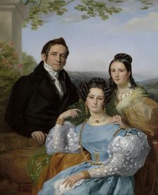 Portrait of Théodore Joseph Jonet and his two daughters, 1832. Creator: Navez, François-Joseph (1787-1869)