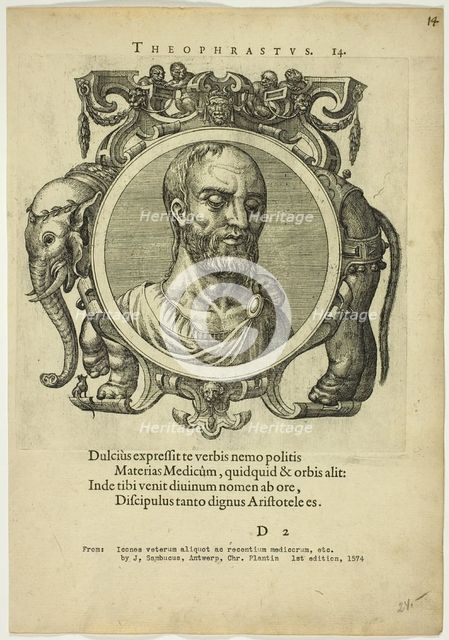 Portrait of Theophrastus, published 1574. Creators: Unknown, Johannes Sambucus.