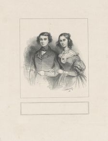 Portrait of Thelma Herdlitz (1818-1896) with her husband Émile Taigny (1810-1875), 1836. Creator: Gavarni, Paul (1804-1866)