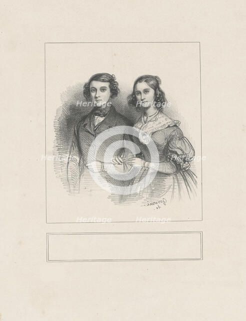 Portrait of Thelma Herdlitz (1818-1896) with her husband Émile Taigny (1810-1875), 1836. Creator: Gavarni, Paul (1804-1866).