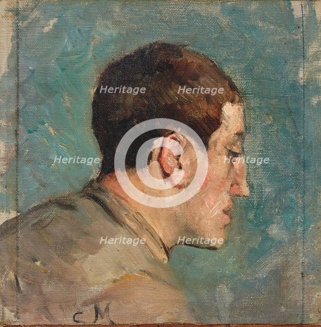 Portrait of Théo van Rysselberghe (1862-1926), 1882. Creator: Meunier, Constantin Emile (1831-1905).