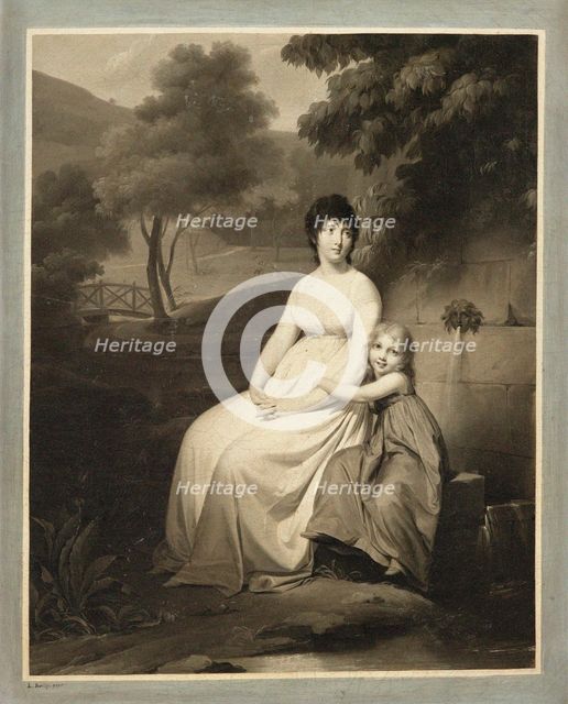 Portrait of Thérésa Tallien and her daughter in a park, 1810s.