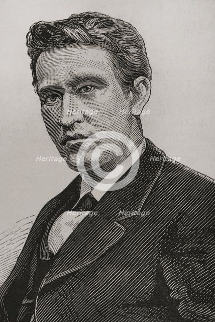Portrait of Thomas Alva Edison, (1847-1931), American inventor, 1878. Portrait.  Creators: Tomás Carlos Capuz, Unknown.
