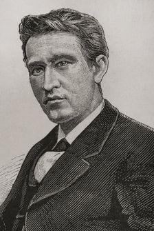 Portrait of Thomas Alva Edison, (1847-1931), American inventor, 1878. Portrait. Creators: Tomás Carlos Capuz, Unknown