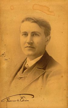 Portrait of Thomas Alva Edison (1847-1931), before 1900. Creator: Falk Studios, New York