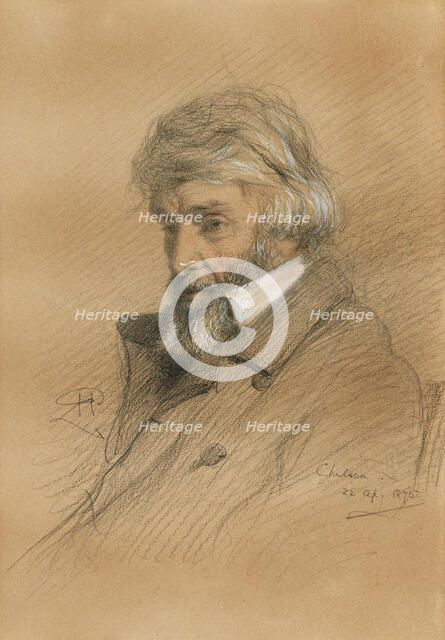 Portrait of Thomas Carlyle (1795-1881), 1875. Creator: Herdman, Robert (1829-1888).
