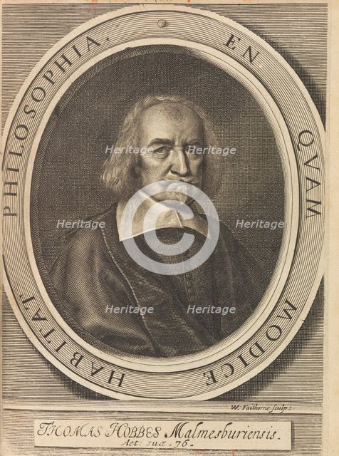 Portrait of Thomas Hobbes (1588-1679), 1642. Creator: Faithorne, William, the Elder (1616-1691).