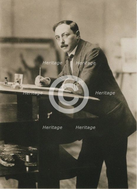 Portrait of Thomas Theodor Heine (1867-1948) in his studio, c.1913. Creator: Anonymous.