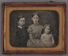 Portrait of Three Seated Children, about 1850. Creator: Unknown