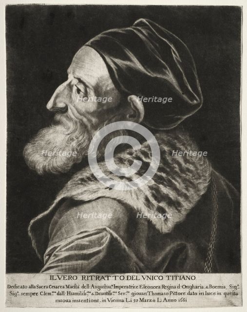 Portrait of Titian, 1661. Creator: Jan Thomas (Flemish, 1617-1678).