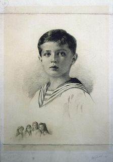Portrait of Tsarevich Alexei Nikolaevich of Russia, 1915. Creator: Rundaltsov, Mikhail Viktorovich (1871-1935)