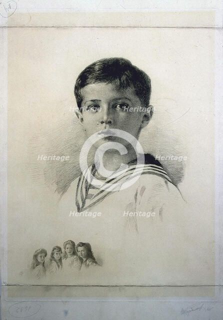 Portrait of Tsarevich Alexei Nikolaevich of Russia, 1915. Creator: Rundaltsov, Mikhail Viktorovich (1871-1935).