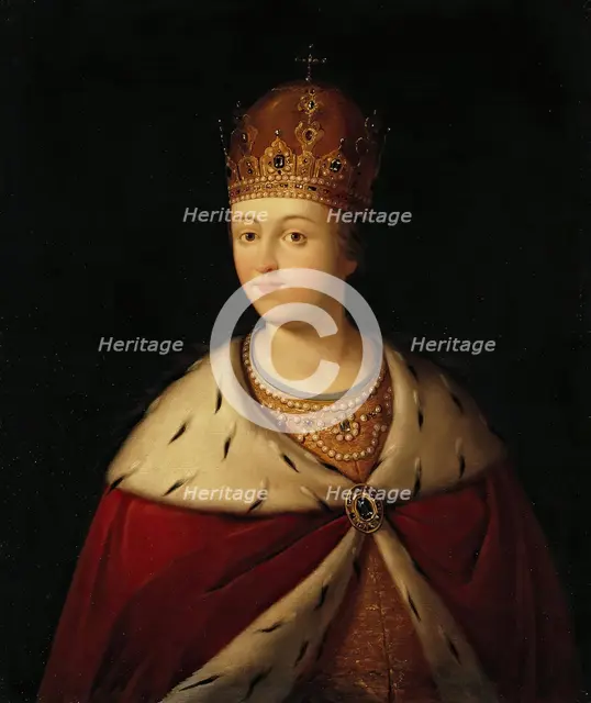 Portrait of Tsarevna Sophia, (1657-1704), the Regent of Russian Empire..., 1st half of 19th cent. Creator: Unknown.
