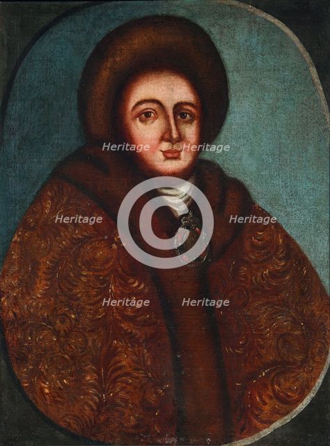 Portrait of Tsarina Evdokiya Feodorovna Lopukhina (1669-1731), the wife of tsar Peter I of Russia. Artist: Anonymous, 18th century  