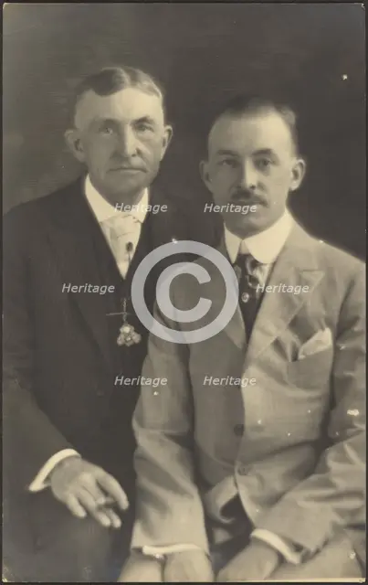 Portrait of Two Men with Suit Accessories, 1907-1943. Creator: Louis Fleckenstein.
