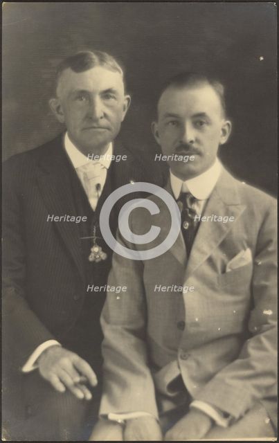 Portrait of Two Men with Suit Accessories, 1907-1943. Creator: Louis Fleckenstein.