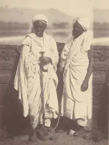 Portrait of Two North African Men on a Boat, 1865. Creator: Théodule Deveria