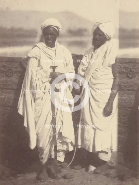 Portrait of Two North African Men on a Boat, 1865. Creator: Théodule Deveria.