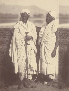 Portrait of Two North African Men on a Boat, 1865. Creator: Théodule Deveria