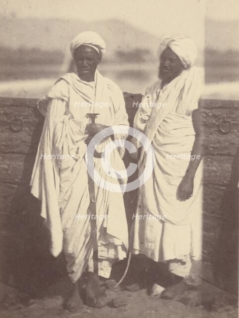 Portrait of Two North African Men on a Boat, 1865. Creator: Théodule Deveria.