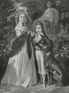 Portrait of two of the children of Louis XVI of France, (1754-1793) and Marie-Antoinette..., 1876. Creators: Hippolyte de la Charlerie, Pannemaker