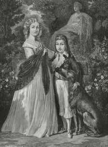 Portrait of two of the children of Louis XVI of France, (1754-1793) and Marie-Antoinette..., 1876. Creators: Hippolyte de la Charlerie, Pannemaker