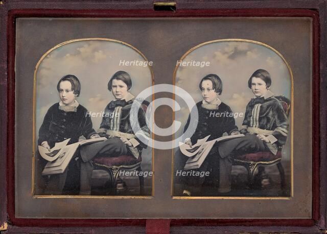 Portrait of Two Boys, 1850s. Creator: William Edward Kilburn.