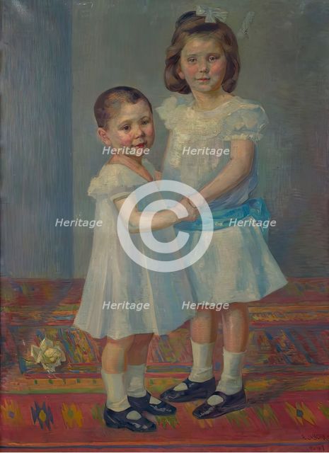 Portrait of two children, 1907. Creator: Franz Jaschke.