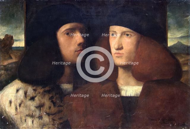 Portrait of two Gentlemen; Copy after Bellini, probably (1878-1879). Creator: Hans Heyerdahl.
