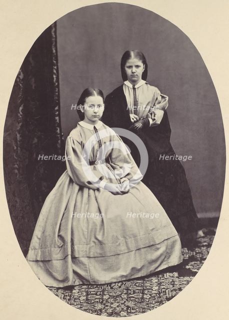 [Portrait of Two Girls], 1850s-60s. Creator: Franz Antoine.