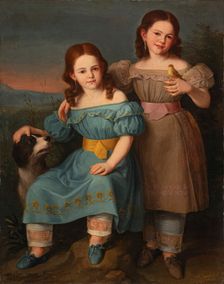Portrait of two girls in a landscape, 1831. Creator: Esquivel, Antonio María (1806-1857)