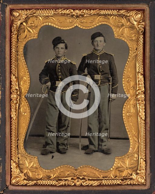 Portrait of Two Illinois Cavalrymen, 1860s. Creator: Unknown.