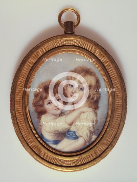 Portrait of two little girls, c1850. Creator: American School.