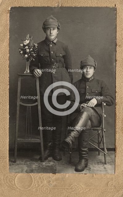 Portrait of two Red Army soldiers, 1920-1929. Creator: Unknown.