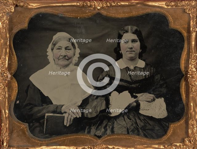 Portrait of Two Seated Women, 1855-1860. Creator: Unknown.