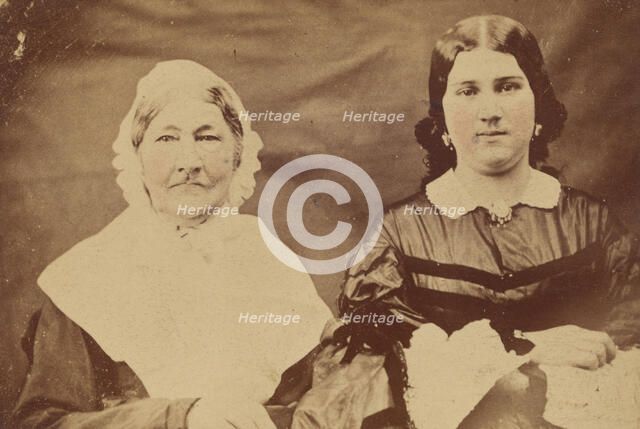 Portrait of Two Seated Women, 1860-1865. Creator: Jacob Byerly.