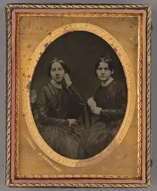 Portrait of Two Seated Young Women, about 1860. Creator: Wells & Kneeland