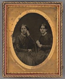 Portrait of Two Seated Young Women, about 1860. Creator: Wells & Kneeland