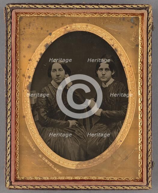 Portrait of Two Seated Young Women, about 1860. Creator: Wells & Kneeland.
