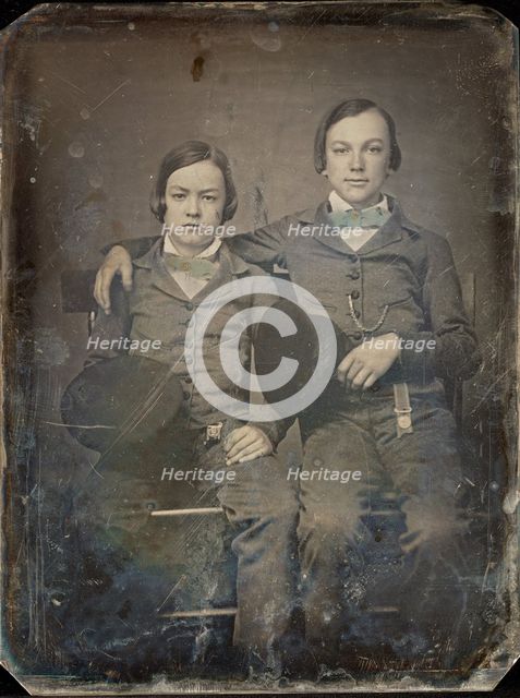 Portrait of Two Seated Boys, about 1850. Creator: Unknown.